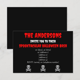 Invitación de Halloween Calavera y Huesos
