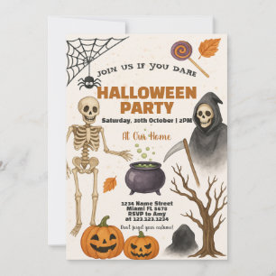 Invitación de Halloween   Candy Corn & Trick-or-Tr