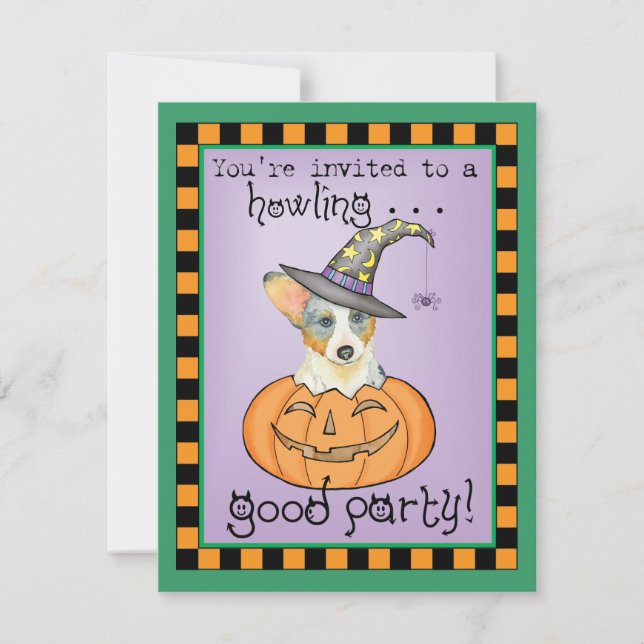 Invitación de Halloween Cardigan Welsh Corgi (Anverso)
