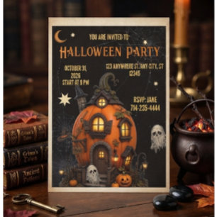 invitación de Halloween casa embrujada