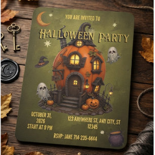 invitación de Halloween casa embrujada