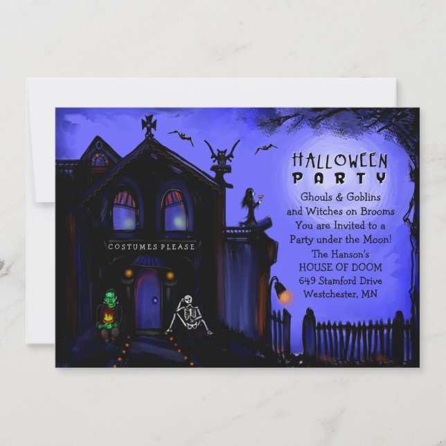 Invitación de Halloween - Celebrada fiesta de Hall (Anverso)