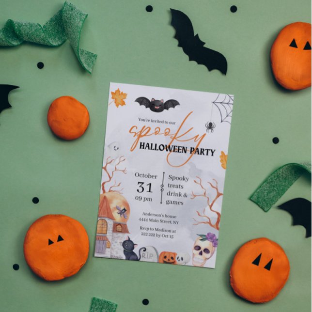 Invitación de Halloween con acuarela espumosa (Subido por el creador)