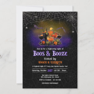Invitación de Halloween con Boos y Booze
