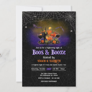 Invitación de Halloween con Boos y Booze
