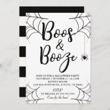 Invitación de Halloween con Boos y Booze