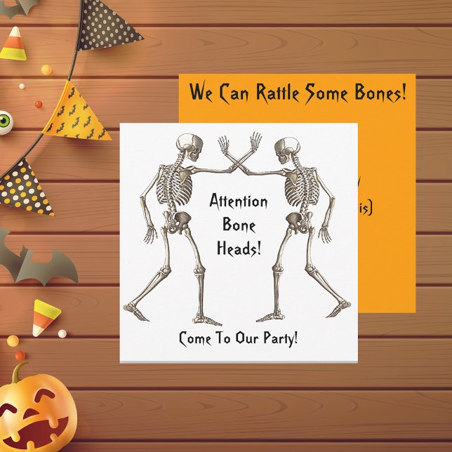 Invitación de Halloween con cabezas de hueso esque (Bone Heads Skeleton Halloween Invitation)