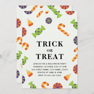 Invitación de Halloween con caramelos