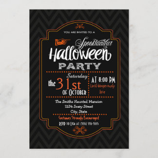 Invitación de Halloween con Chevron y tipografía