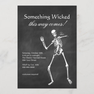 Invitación de Halloween con esqueleto malvado