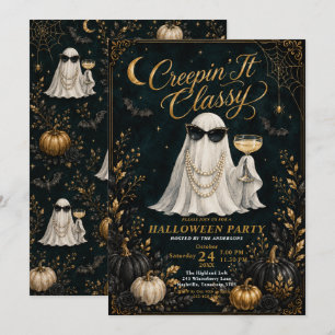 Invitación de Halloween con estilo Creepin 'It Cla
