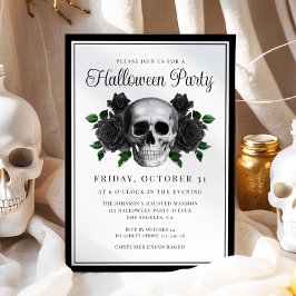 Invitación de Halloween con flor gótica
