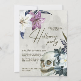Invitación de Halloween con flores de Beige