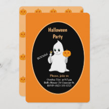 Invitación de Halloween con ghost y calabaza para 