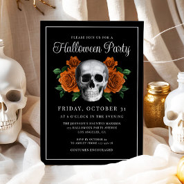 Invitación de Halloween con la flor floral gótica