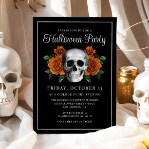 Invitación de Halloween con la flor floral gótica