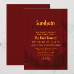 Invitación de Halloween con la floración roja de S