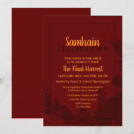 Invitación de Halloween con la floración roja de S