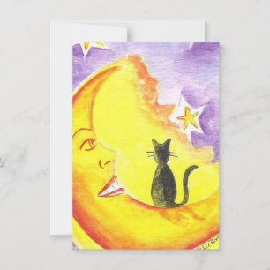 Invitación de Halloween con Luna y Gato de Liz Rev
