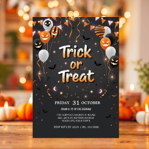 Invitación de Halloween con trucos o trucos