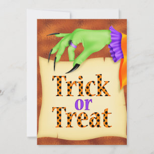 Invitación de Halloween con trucos o trucos