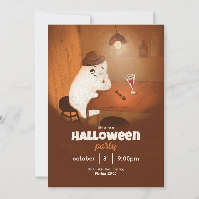 Invitación de Halloween con un elenco (Anverso)