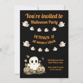 Invitación de Halloween con un lindo fantasma