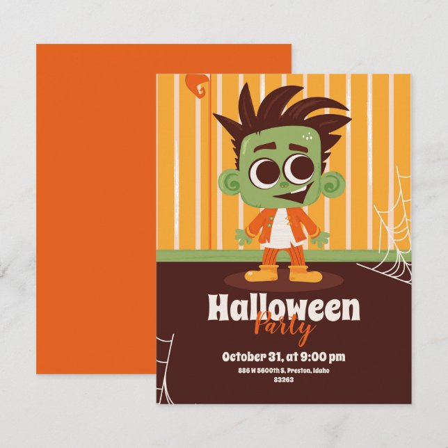 Invitación de Halloween con zombies (Anverso / Reverso)
