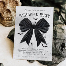 Invitación de Halloween Coquette con Lazo Negro