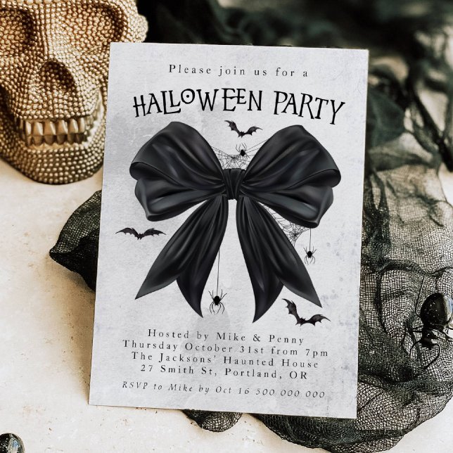Invitación de Halloween Coquette con Lazo Negro (Subido por el creador)