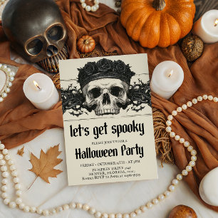 Invitación de Halloween Corona de Cráneo Vamos a A