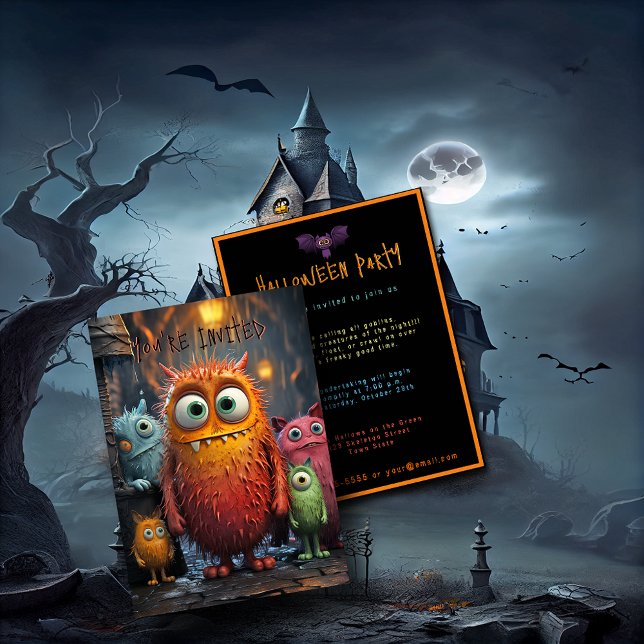 Invitación de Halloween criaturas graciosas y grac (Subido por el creador)