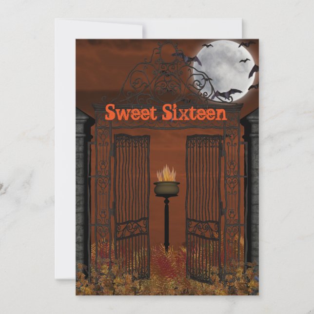 Invitación de Halloween, Cumpleaños Dieciséis Dulc (Anverso)
