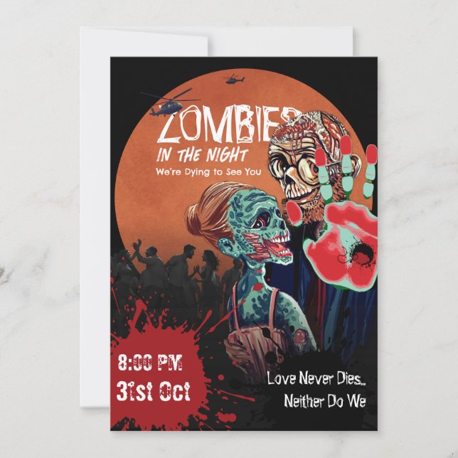 Invitación de Halloween de Apocalipsis de Pareja Z (Anverso)