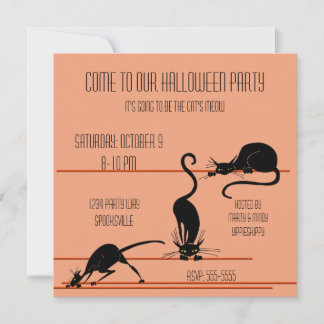 Invitación de Halloween de Black Cat Trio