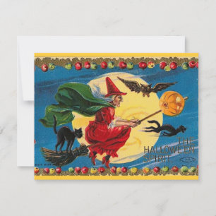 Invitación de Halloween de Bruja Vintage