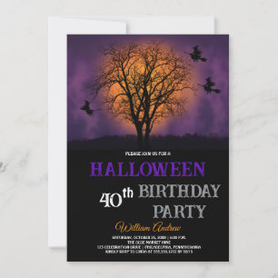 invitación de Halloween de brujas bajo la luna bri
