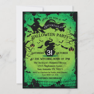 Invitación de Halloween de Brujas y Bats Spooktacu