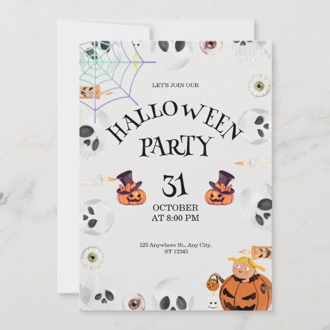 Invitación de Halloween de calabaza, Noche de Hall (Anverso)