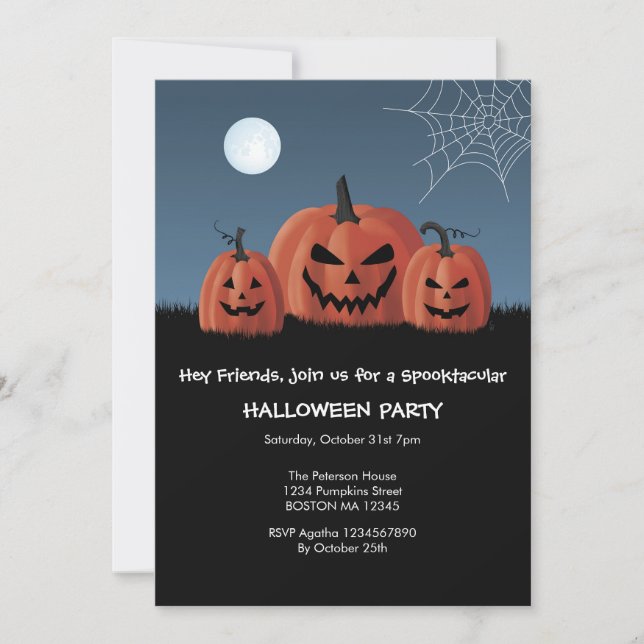 Invitación de Halloween de Calabazas (Anverso)