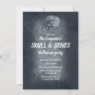 Invitación de Halloween de Calavera y Huesos