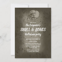 Invitación de Halloween de Calavera y Huesos