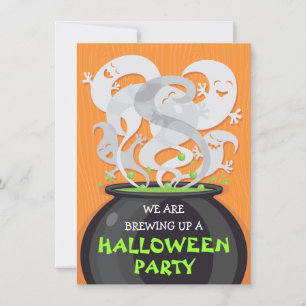 Invitación de Halloween de Caldero de Fantasmas y