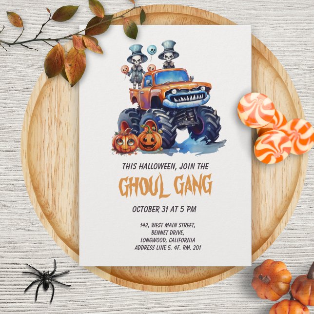 Invitación de Halloween de Camión Monstruo de la P (Subido por el creador)