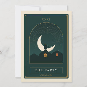 Invitación de Halloween de Carta de Tarot Bruja