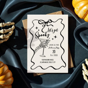 Invitación de Halloween de cóctel con garabato cap