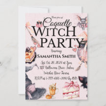 Invitación de Halloween de Coquette Witch Fiesta