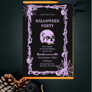 Invitación de Halloween de cráneo gótico Oscuro y