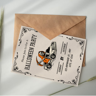 Invitación de Halloween de cráneo gótico vintage b