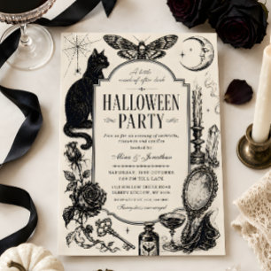Invitación de Halloween de curiosidad victoriana v